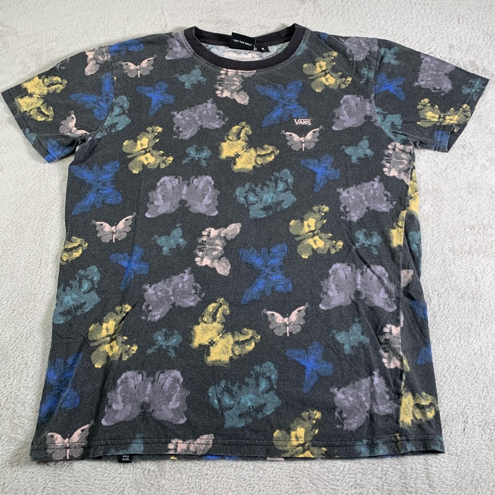 Vans Shirt‎ Mens Medium Black Butterfly Allover Graphic Skate Multicolor Tee